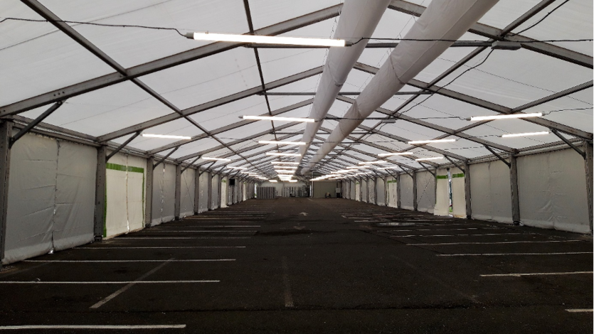 Zone de vestiaires temporaire